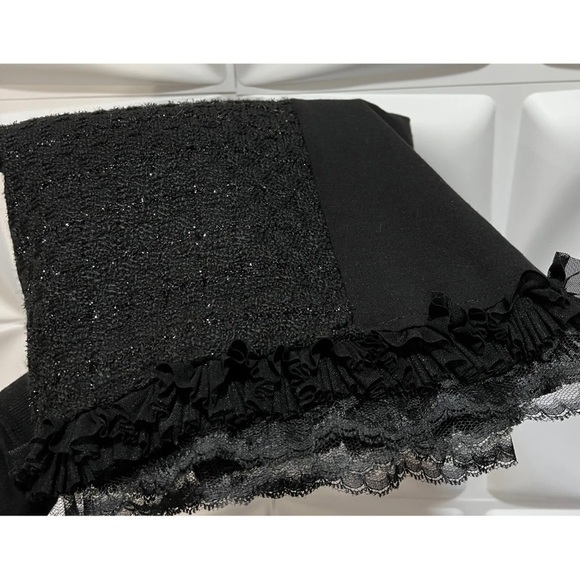 $139 NWT DKNYC Sz 16 Black Metallic Tweed Ruffle Hem Sheath Dress NEW - Picture 6 of 8